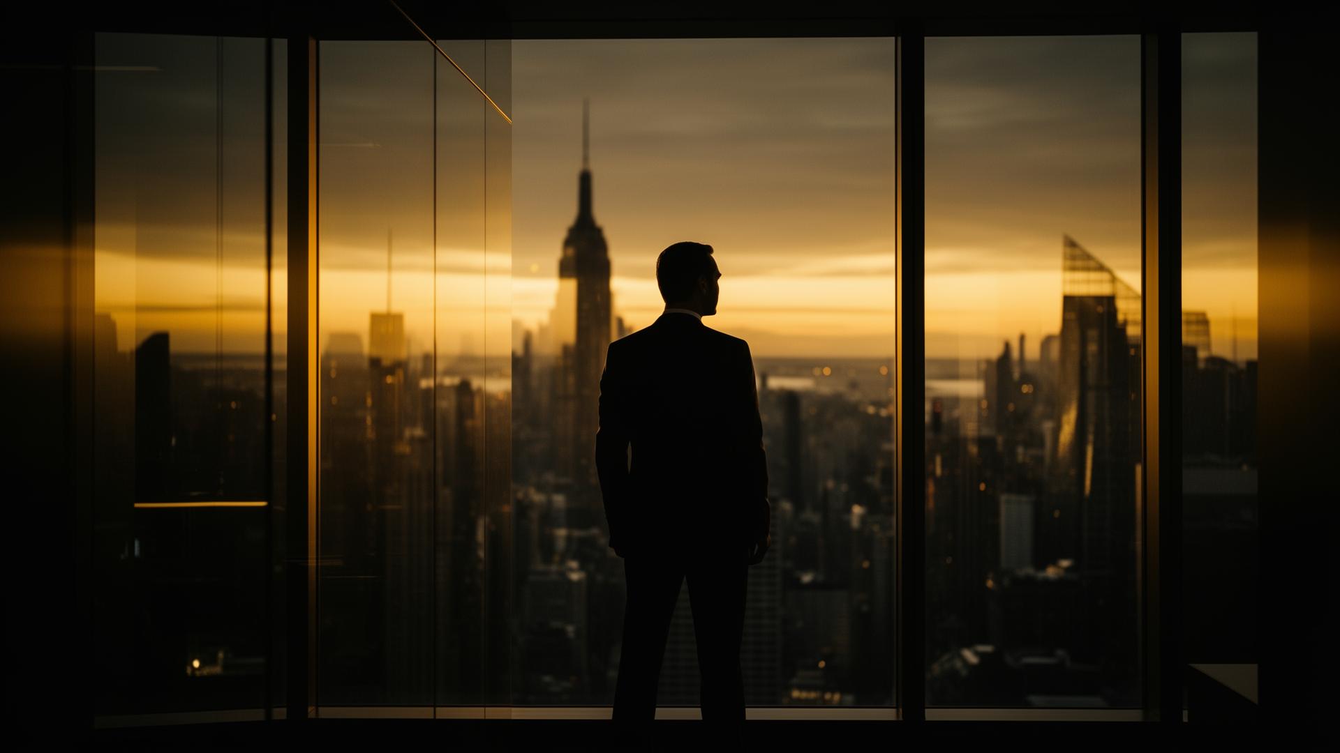 Executivo observando o skyline